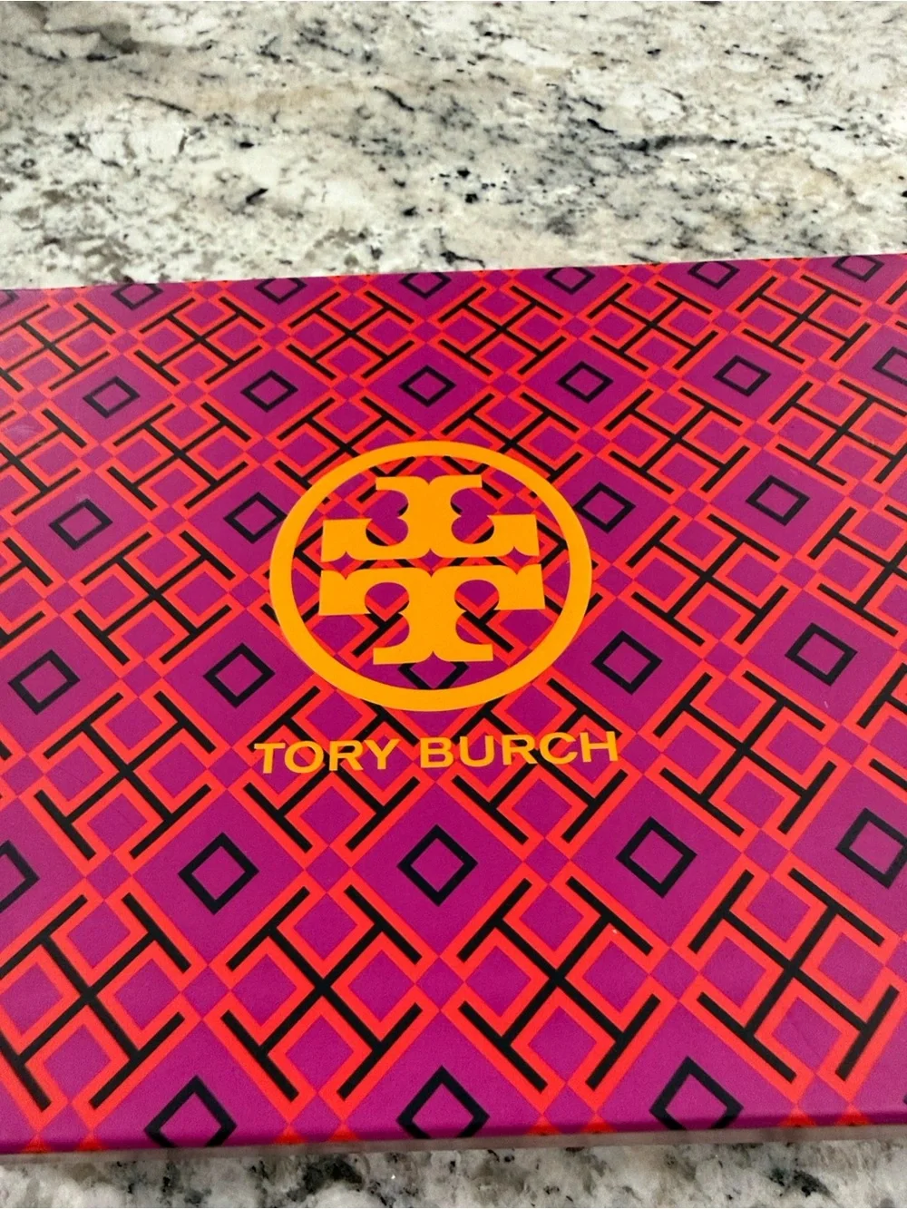 Tory Burch Navy Leather Sandal with Rainbow Logo Accent